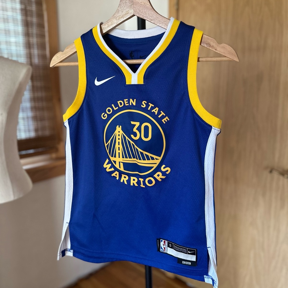 Nike Royal Golden State Warriors Swingman Jersey Stephen Curry Badge Jersey SM
